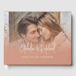Rustic Photo Overlay Script Terracotta Guest Book