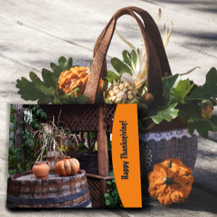 Rustic photo pumpink Thanksgiving Holiday Postcard