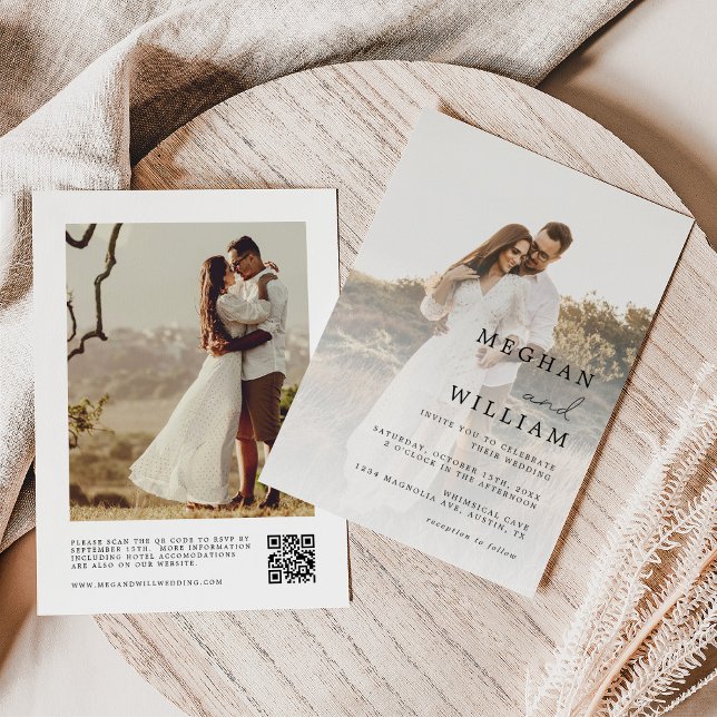 Rustic Photo QR Code Wedding Invitation (Creator Uploaded)