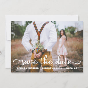 Rustic Photo Save the Date Modern Script Card