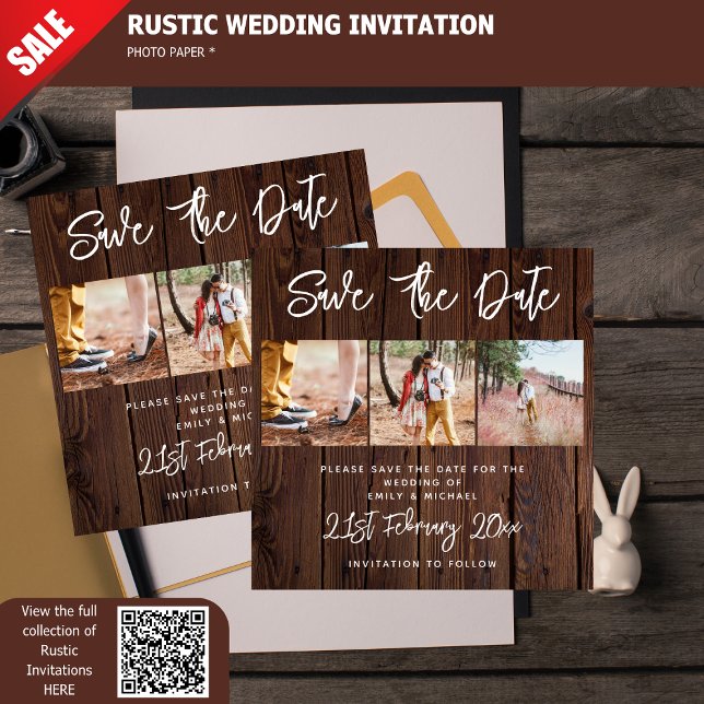 Rustic PHOTO Save the Date Wedding Bargain Budget Print (Creator Uploaded)