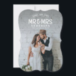 Rustic photo thank you wedding announcement card<br><div class="desc">Rustic photo thank you wedding announcement card. Announce your happy news in style with this wedding announcement photo card. Change the background colour to suit your photograph. Part of a collection.</div>