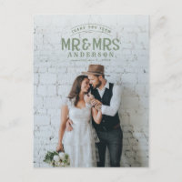 Rustic photo thank you wedding announcement