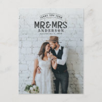 Rustic photo thank you wedding announcement