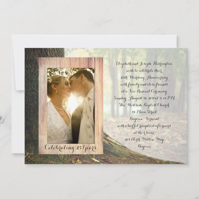 Rustic Photo Vow Renewal Ceremony Invitations (Front)