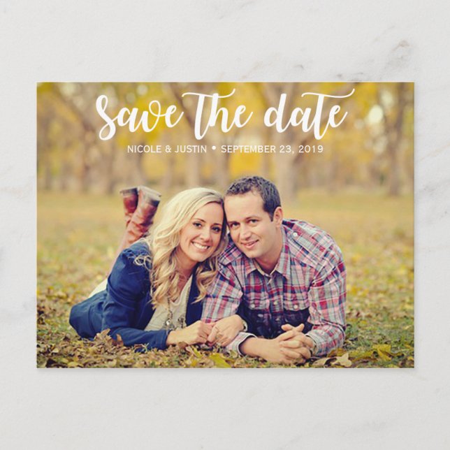 Rustic Photo Wedding Save the Date Card (Front)