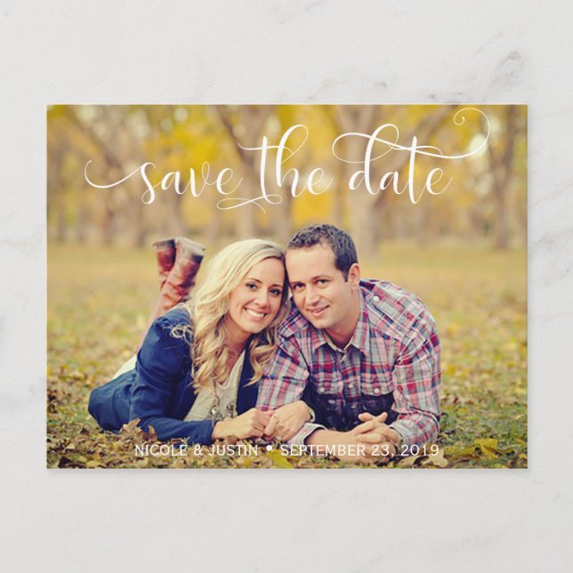 Rustic Photo Wedding Save the Date Card (Front)