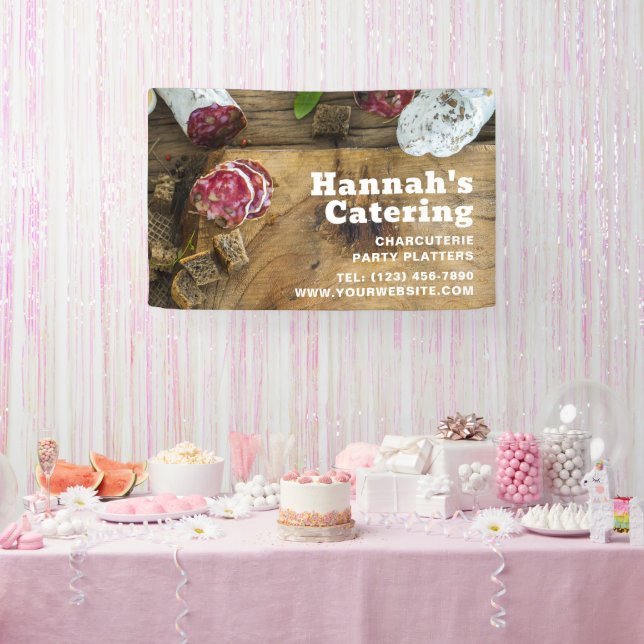 Rustic Photo Wooden Board Charcuterie Catering Banner (Party)