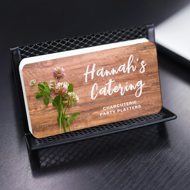 Rustic Photo Wooden Board Charcuterie Catering Business Card (Creator Uploaded)