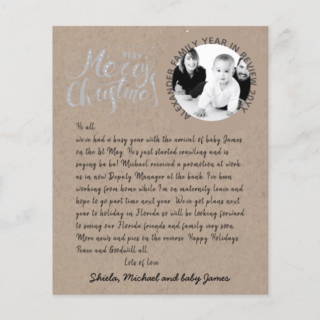 Rustic Photo Year in Review Vintage Handwritten (Front)