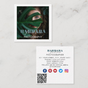 Rustic photographer photo white paper texture  square business card