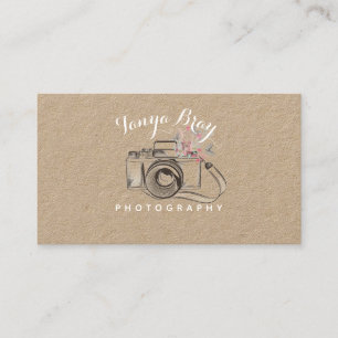 Rustic Photography business card w/ Camera Sketch