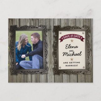 Rustic Picture Frames Photo Wedding Save the Date Announcement Postcard