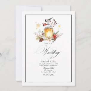 Rustic Pine and Spruce Winter Wonderland Wedding Invitation