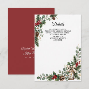 Rustic Pine Berries Winter Christmas Wedding Enclosure Card