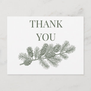 Rustic Pine Branch Greenery Wedding Thank You Card