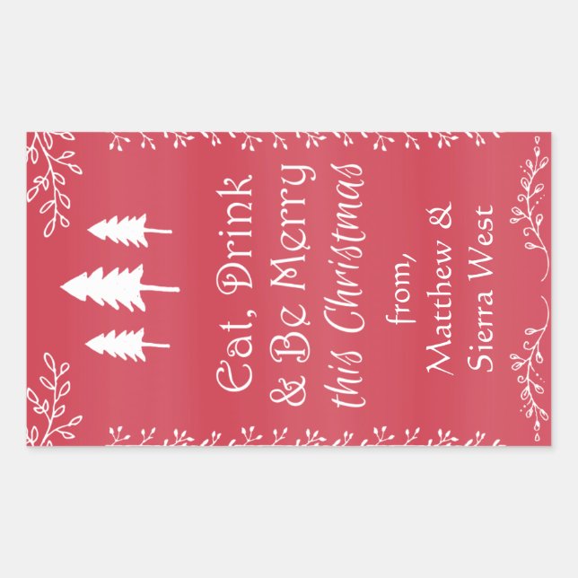 Rustic Pine Christmas Holiday Wine Gift Tag Label (Front)