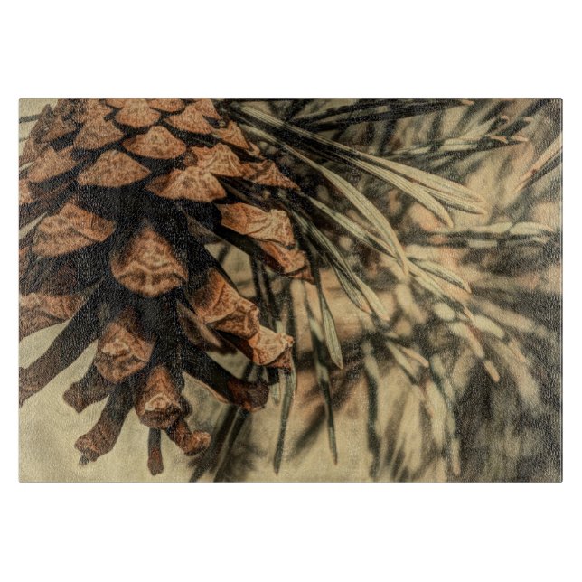 Rustic Pine Cone Design Cutting Board (Front)