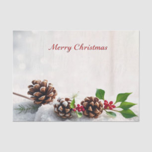 Rustic Pine Cone Merry Christmas Vintage Tissue Paper