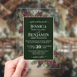 Rustic Pine Cones & Branches Stylish Text Wedding Acrylic Invitations<br><div class="desc">Invite your loved ones to share in your joy on your wedding day with these gorgeous acrylic invitations. The stylish boho chic design features your names prominently displayed in bold letters while the introduction and other notes feature fancy script calligraphy with swashes on the ends of the letters. The text...</div>