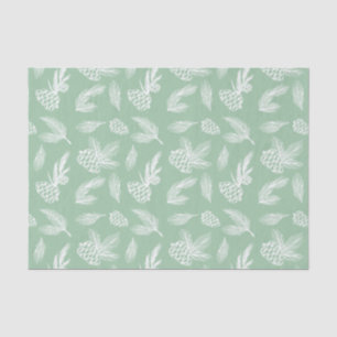 Rustic Pine Cones Pattern White & Mint Holiday Tissue Paper