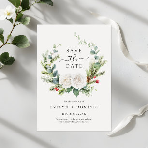 Rustic Pine Eucalyptus Greenery Foliage Wedding Save The Date