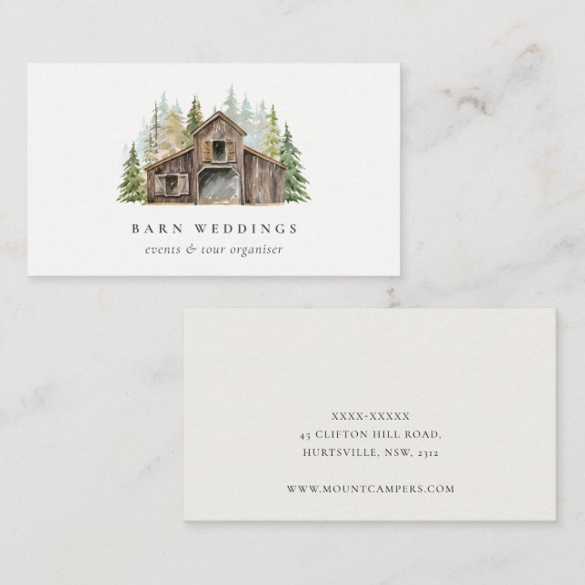 Rustic Pine Forest Barnyard Event Holiday Home Business Card (Front/Back)