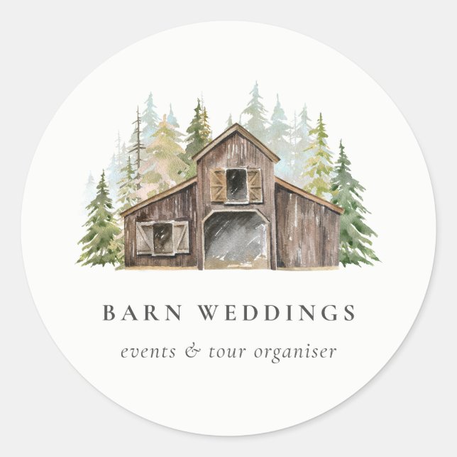 Rustic Pine Forest Barnyard Event Holiday Home Classic Round Sticker (Front)
