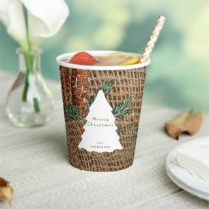 Rustic Pine Forest Christmas Tree Paper Cups
