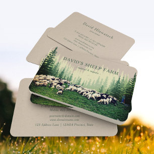 Rustic Pine Forest Herd of Sheep Green Meadow Business Card
