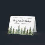 Rustic Pine Forest Husband Birthday  Card<br><div class="desc">Watercolor rustic pine trees happy birthday card. Customisable</div>