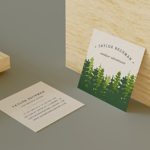 Rustic Pine Forest Square Business Card
