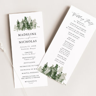 Rustic Pine Forest Wedding Ceremony Program Programme