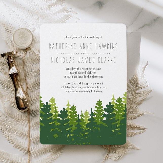 Rustic Pine Forest Wedding Invitation (Creator Uploaded)