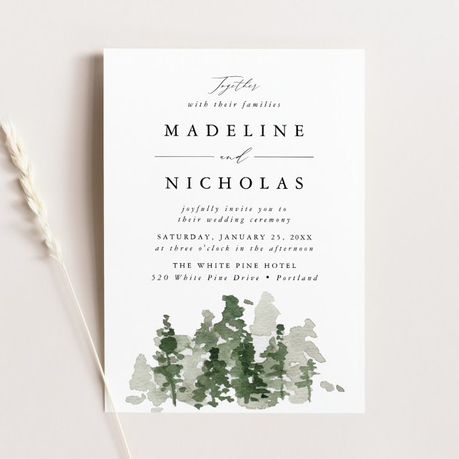 Rustic Pine Forest Wedding Invitation (Creator Uploaded)