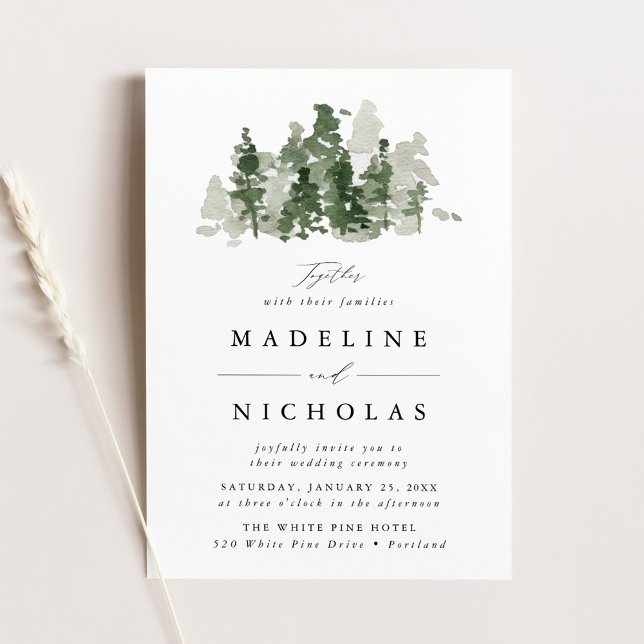 Rustic Pine Forest Wedding Invitation (Creator Uploaded)