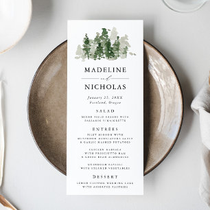 Rustic Pine Forest Wedding Menu Card