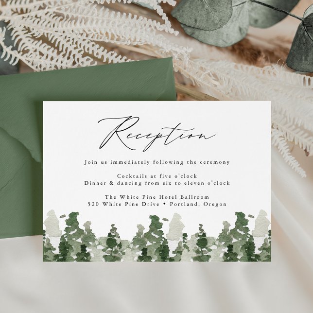 Rustic Pine Forest Wedding Reception Enclosure Card (Creator Uploaded)