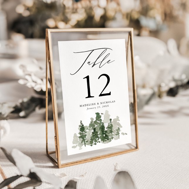 Rustic Pine Forest Wedding Table Number (Creator Uploaded)