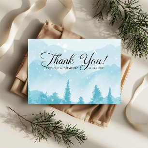 Rustic Pine Forest Winter Wedding Thank You Card