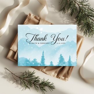 Rustic Pine Forest Winter Wedding Thank You Card