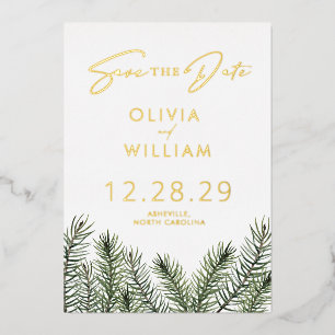 Rustic Pine Greenery Christmas Save The Date