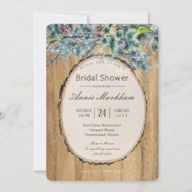 Rustic Pine Lodge Bridal Shower Invitation (Front)