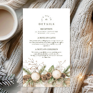 Rustic Pine Ornament Winter Wedding Enclosure Card
