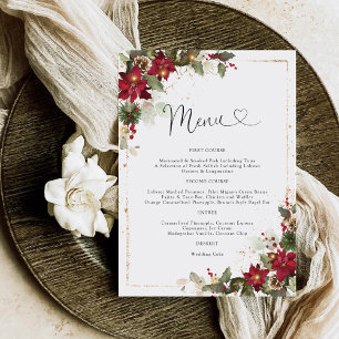 Rustic Pine Poinsettia Floral Wedding Menu