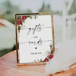 Rustic Pine Poinsettia Weddin Gifts and Cards Sign