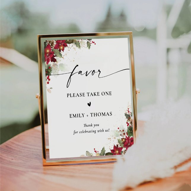 Rustic Pine Poinsettia Wedding Favour Sign (Creator Uploaded)
