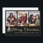 Rustic Pine Sketch Family Photo Collage Christmas  Holiday Card<br><div class="desc">heartfelt message this season with our Chriswood-inspired family holiday card. The beautiful combination of classic script typography and a rustic charcoal-style tree sketch creates a warm,  artisan feel that your friends and family will cherish.</div>