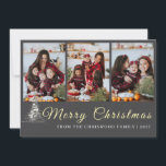 Rustic Pine Sketch Family Photo Collage Christmas  Holiday Card<br><div class="desc">heartfelt message this season with our Chriswood-inspired family holiday card. The beautiful combination of classic script typography and a rustic charcoal-style tree sketch creates a warm,  artisan feel that your friends and family will cherish.</div>