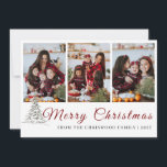 Rustic Pine Sketch Family Photo Collage Christmas  Holiday Card<br><div class="desc">heartfelt message this season with our Chriswood-inspired family holiday card. The beautiful combination of classic script typography and a rustic charcoal-style tree sketch creates a warm,  artisan feel that your friends and family will cherish.</div>